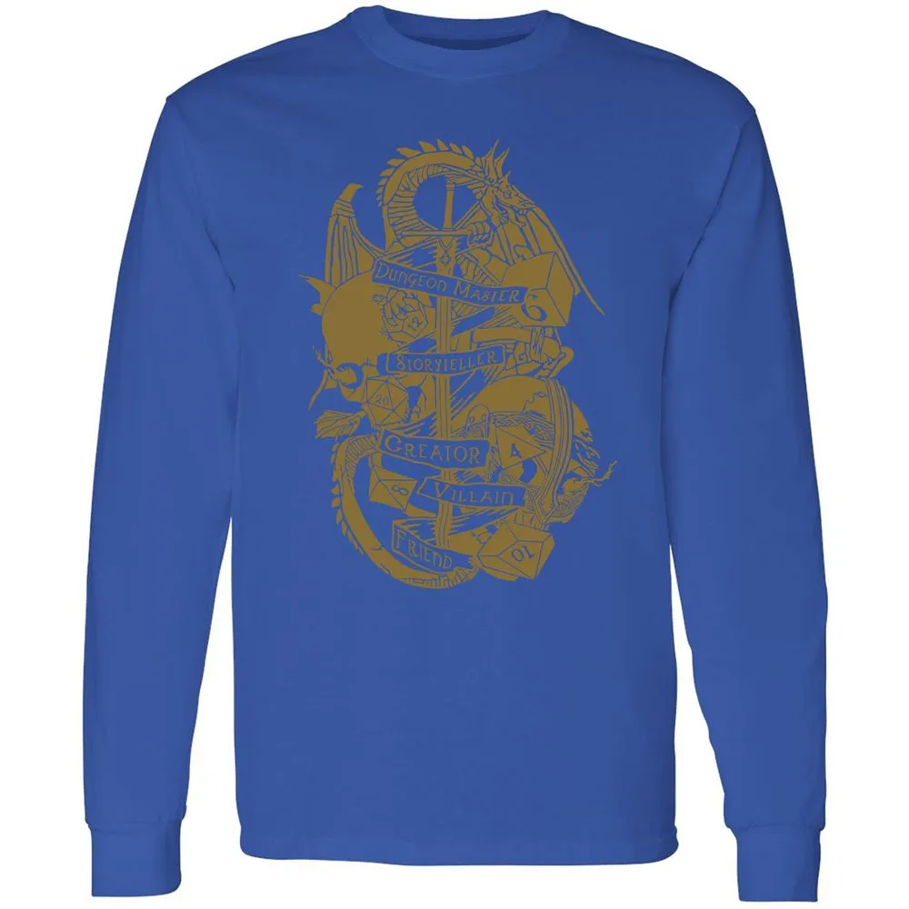 Dungeon Master Dragon Long Sleeve T-Shirt - Royal - 8