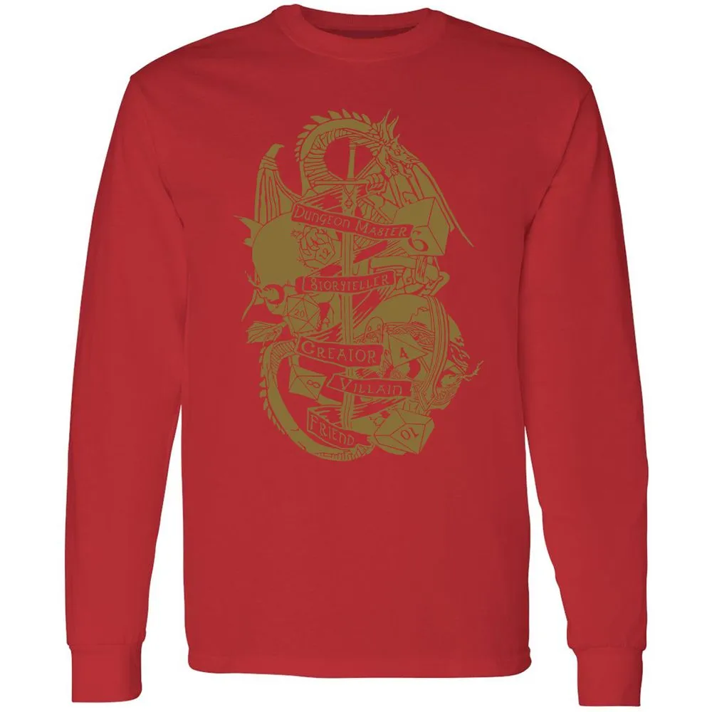 Dungeon Master Dragon Long Sleeve T-Shirt - Red - 14