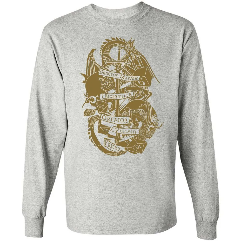Dungeon Master Dragon Long Sleeve T-Shirt - Ash - 7