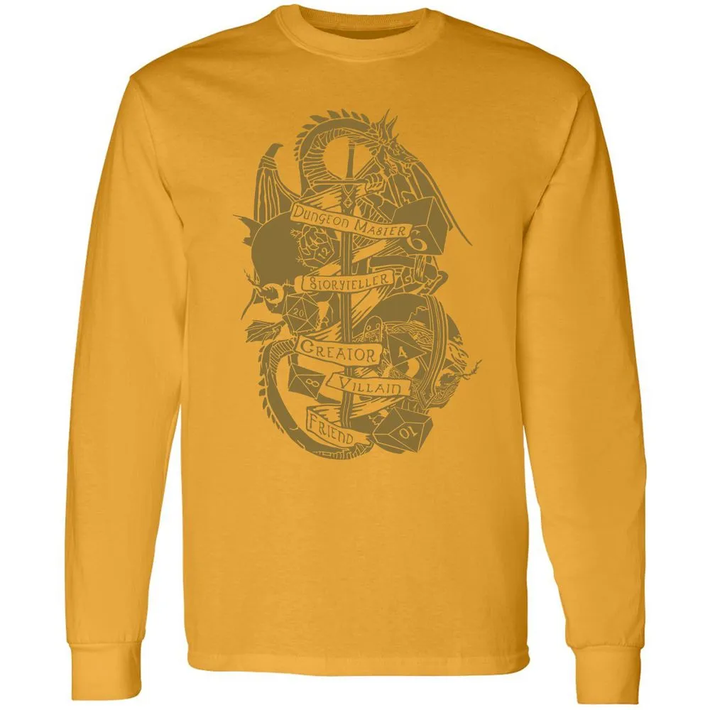 Dungeon Master Dragon Long Sleeve T-Shirt - Gold - 9