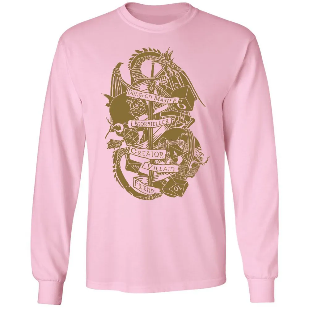 Dungeon Master Dragon Long Sleeve T-Shirt - Light Pink - 3
