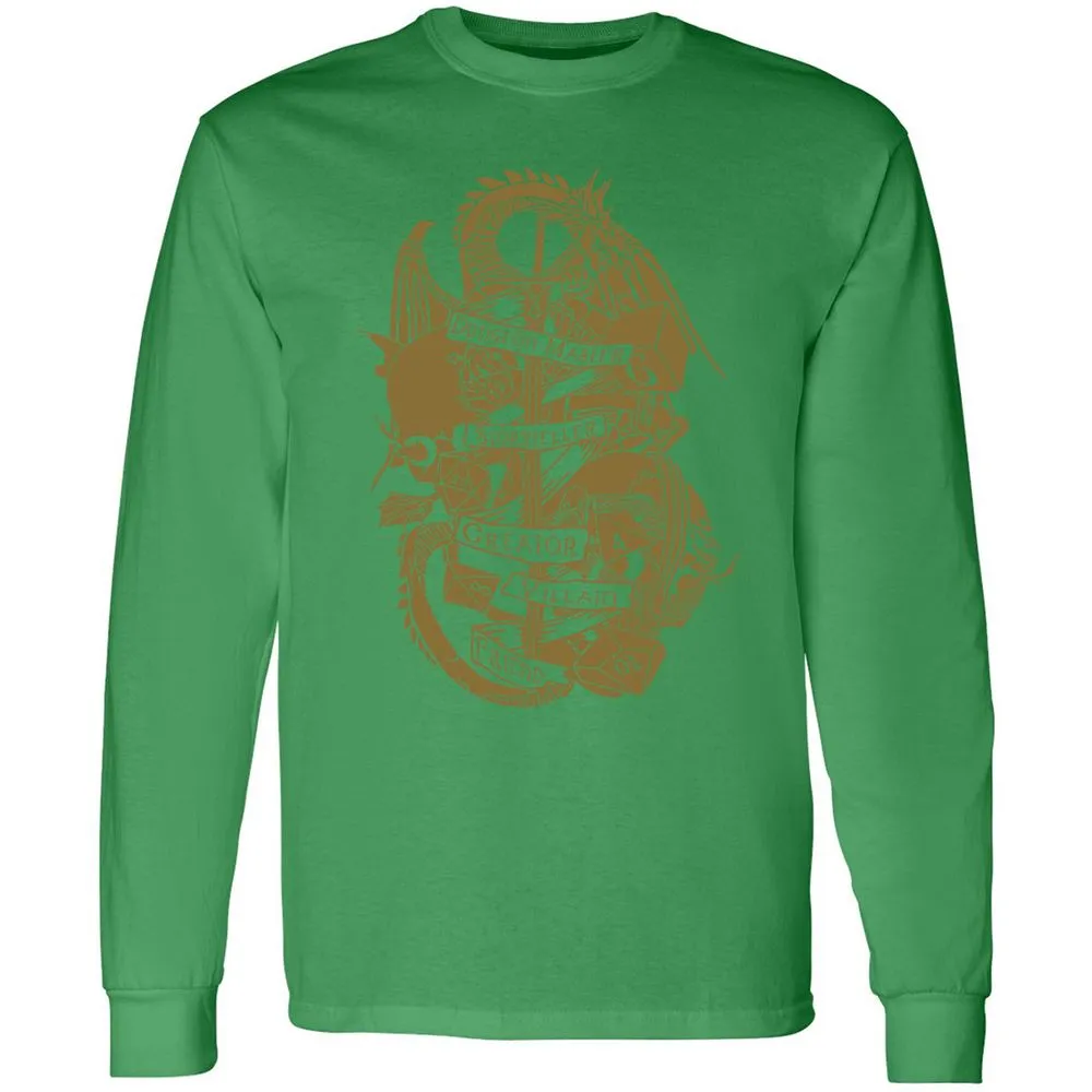 Dungeon Master Dragon Long Sleeve T-Shirt - Irish Green - 10