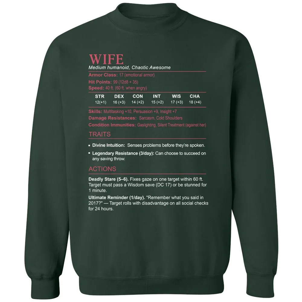 Wife Stats Classic Unisex Sweatshirt - Forest Green - 4