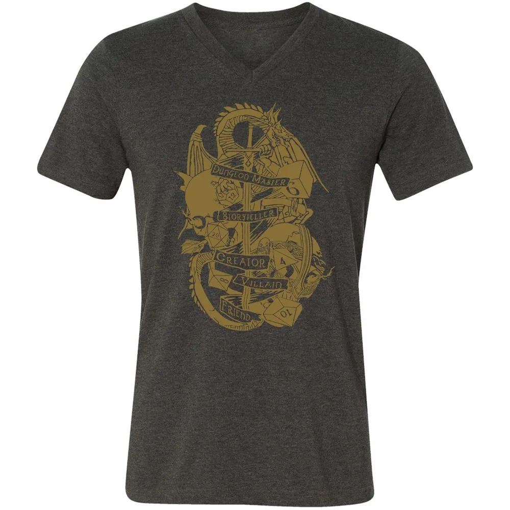 Dungeon Master Dragon Unisex V-Neck T-Shirt - Dark Grey Heather - 8