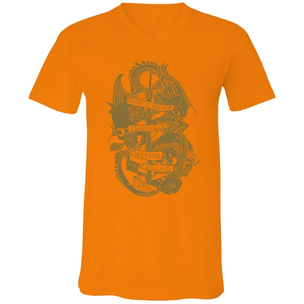 Dungeon Master Dragon Unisex V-Neck T-Shirt - Orange - 11