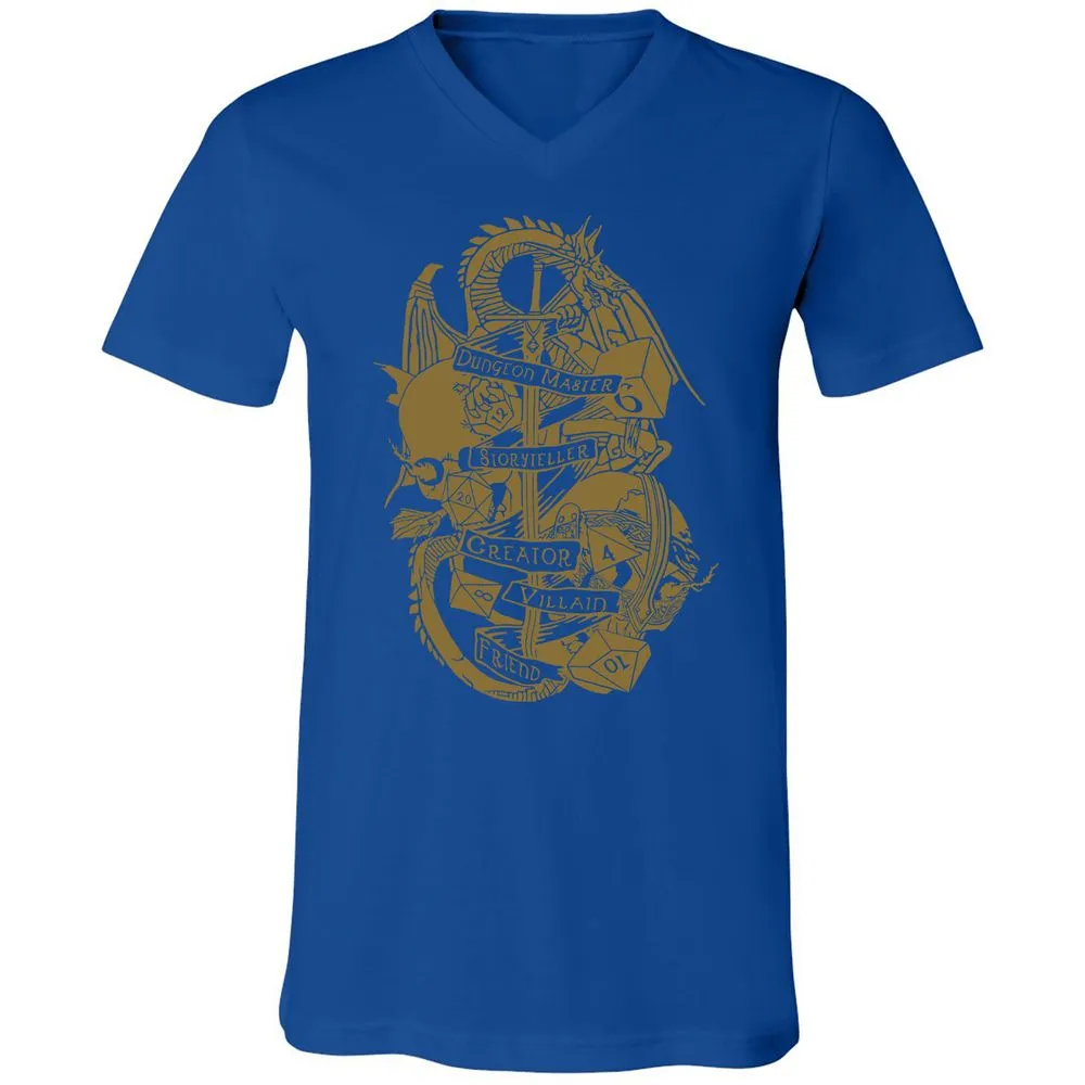 Dungeon Master Dragon Unisex V-Neck T-Shirt - True Royal - 4