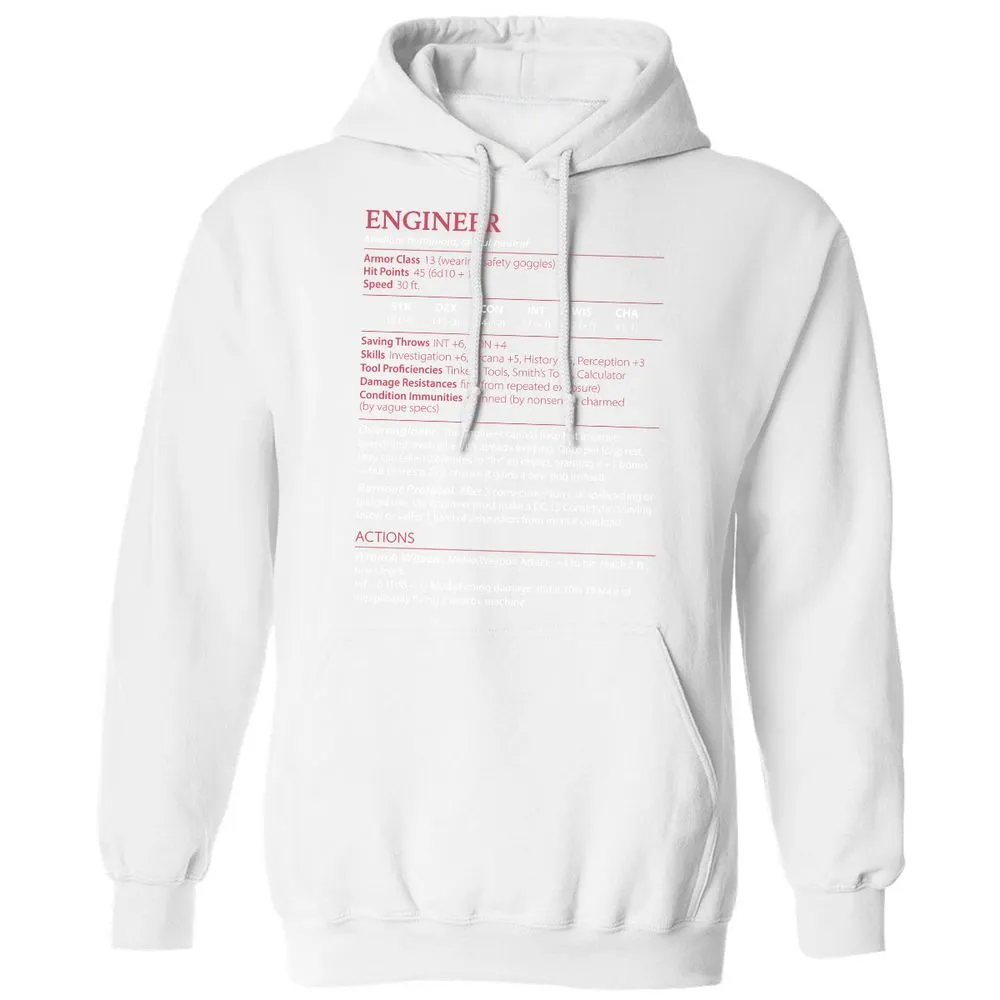 Engineer Stats Classic Unisex Hoodie - White - 11