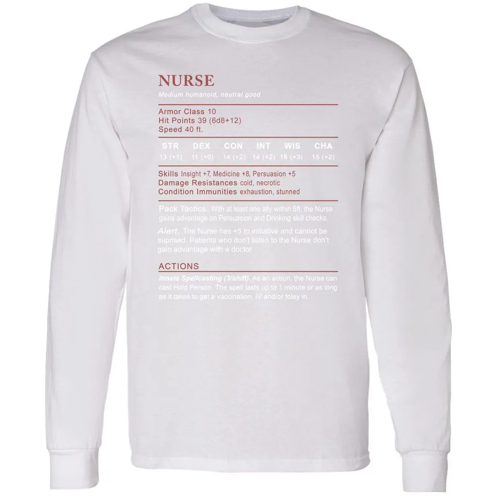 Nurse Stats 2 Long Sleeve T-Shirt - White - 5