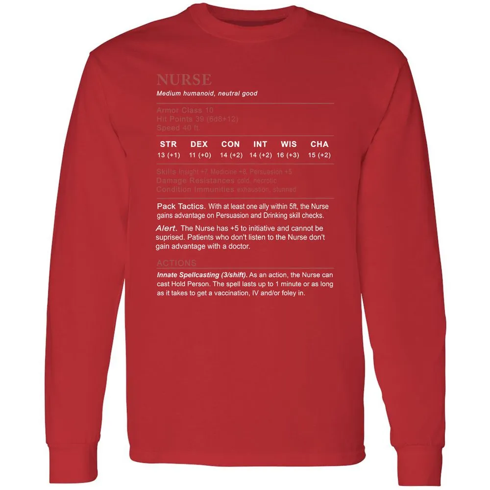 Nurse Stats 2 Long Sleeve T-Shirt - Red - 14