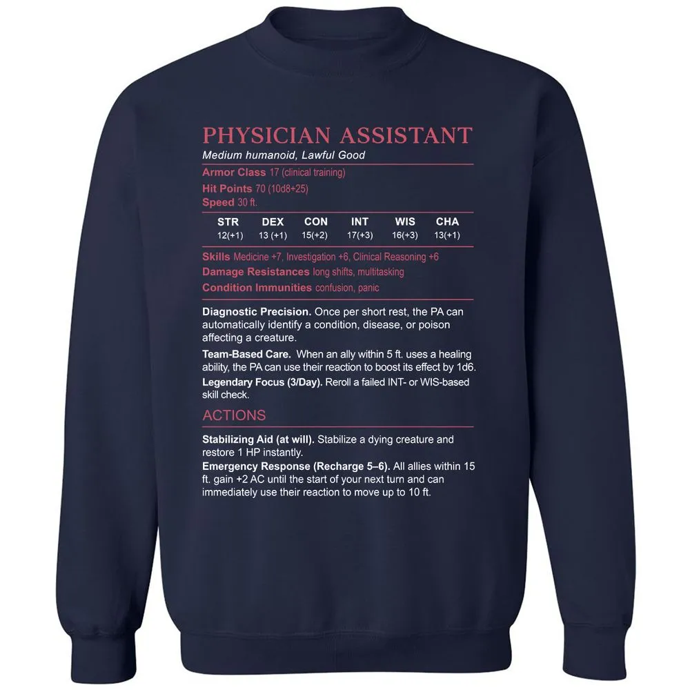 PHYSICIAN ASSISTANT Stats Classic Unisex Sweatshirt - Navy - 2