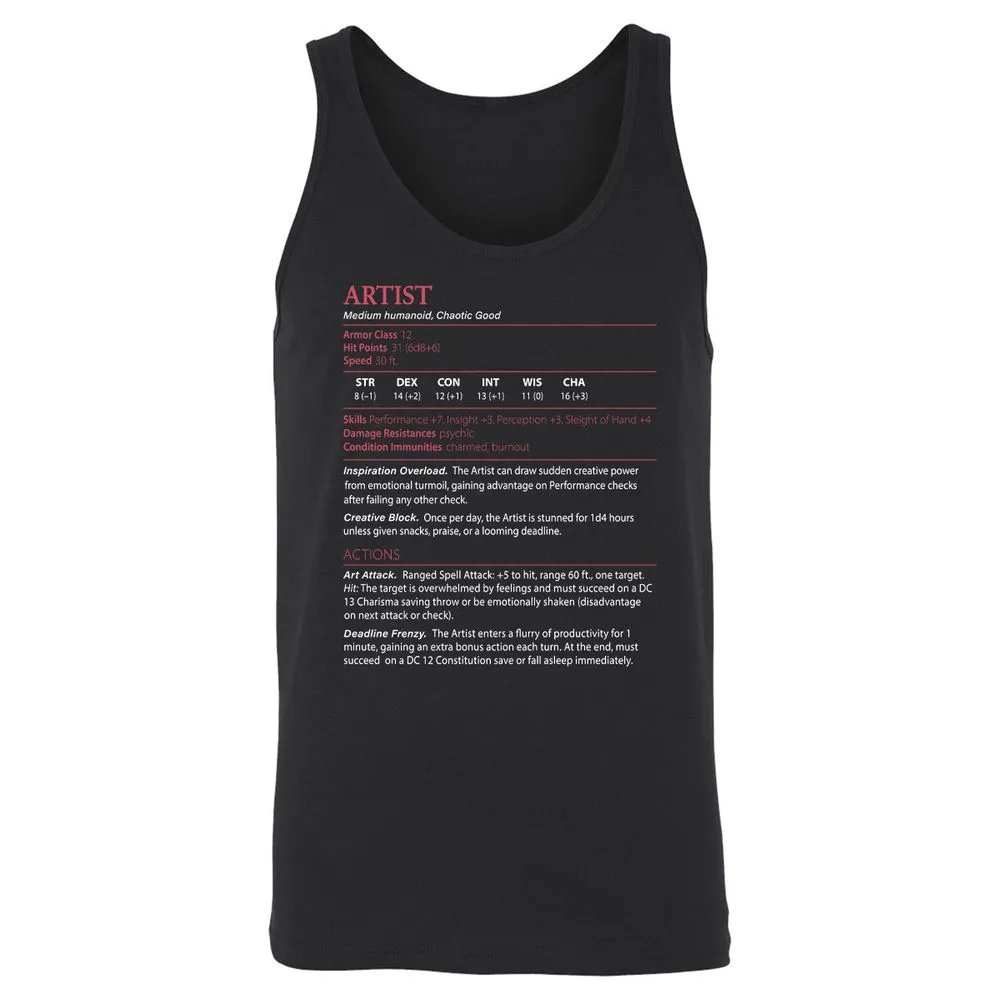 Artist Stats Unisex Jersey Tank - Black - 1