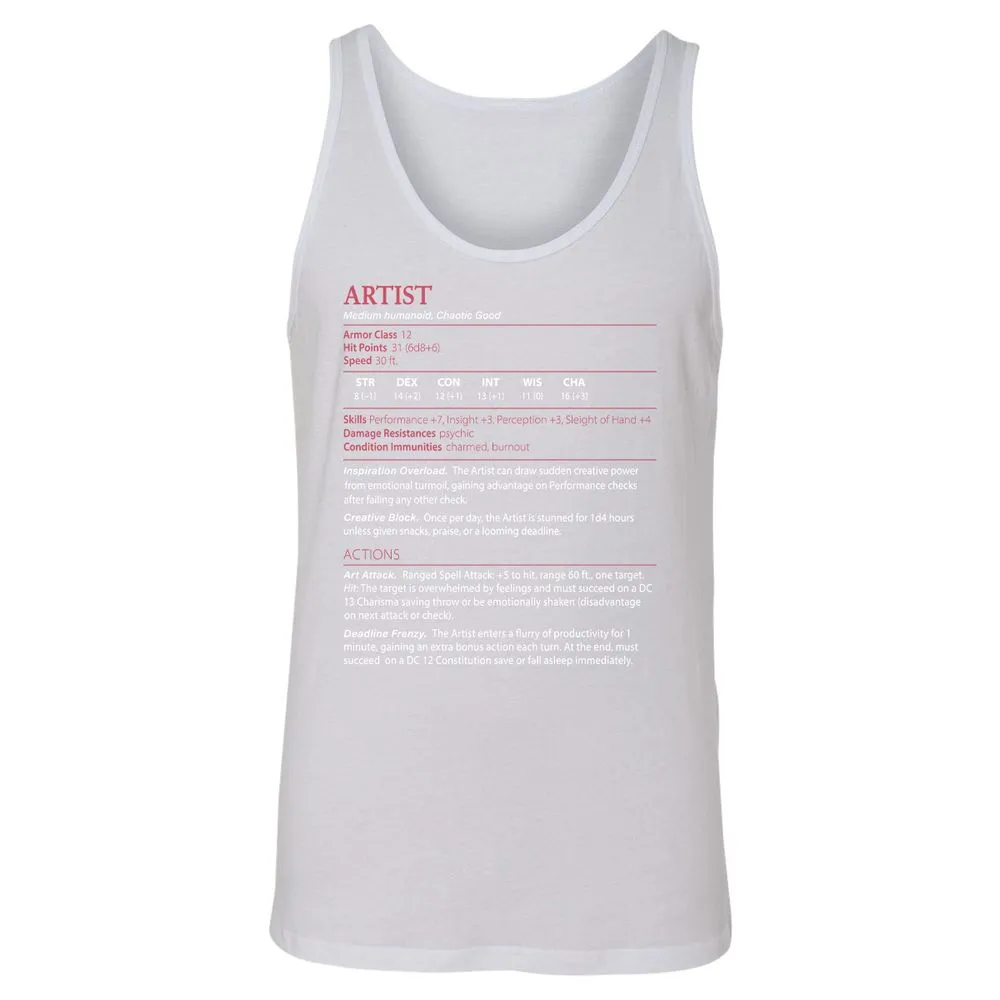 Artist Stats Unisex Jersey Tank - White - 14