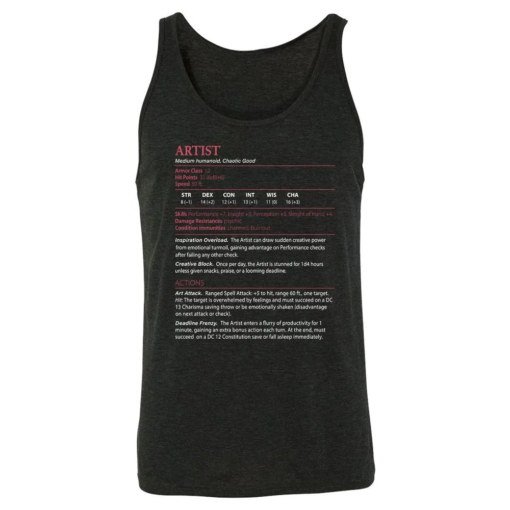 Artist Stats Unisex Jersey Tank - Charcoal Black Triblend - 5