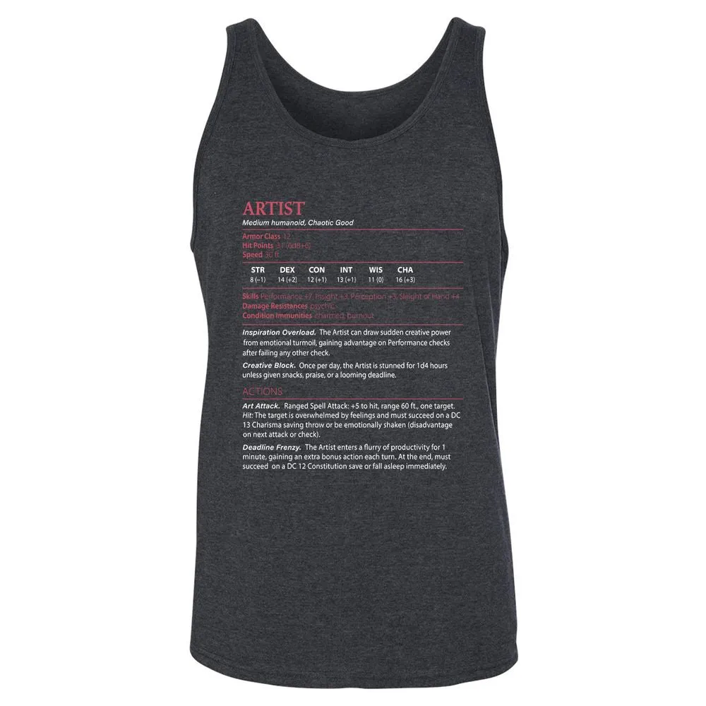 Artist Stats Unisex Jersey Tank - Dark Grey Heather - 6