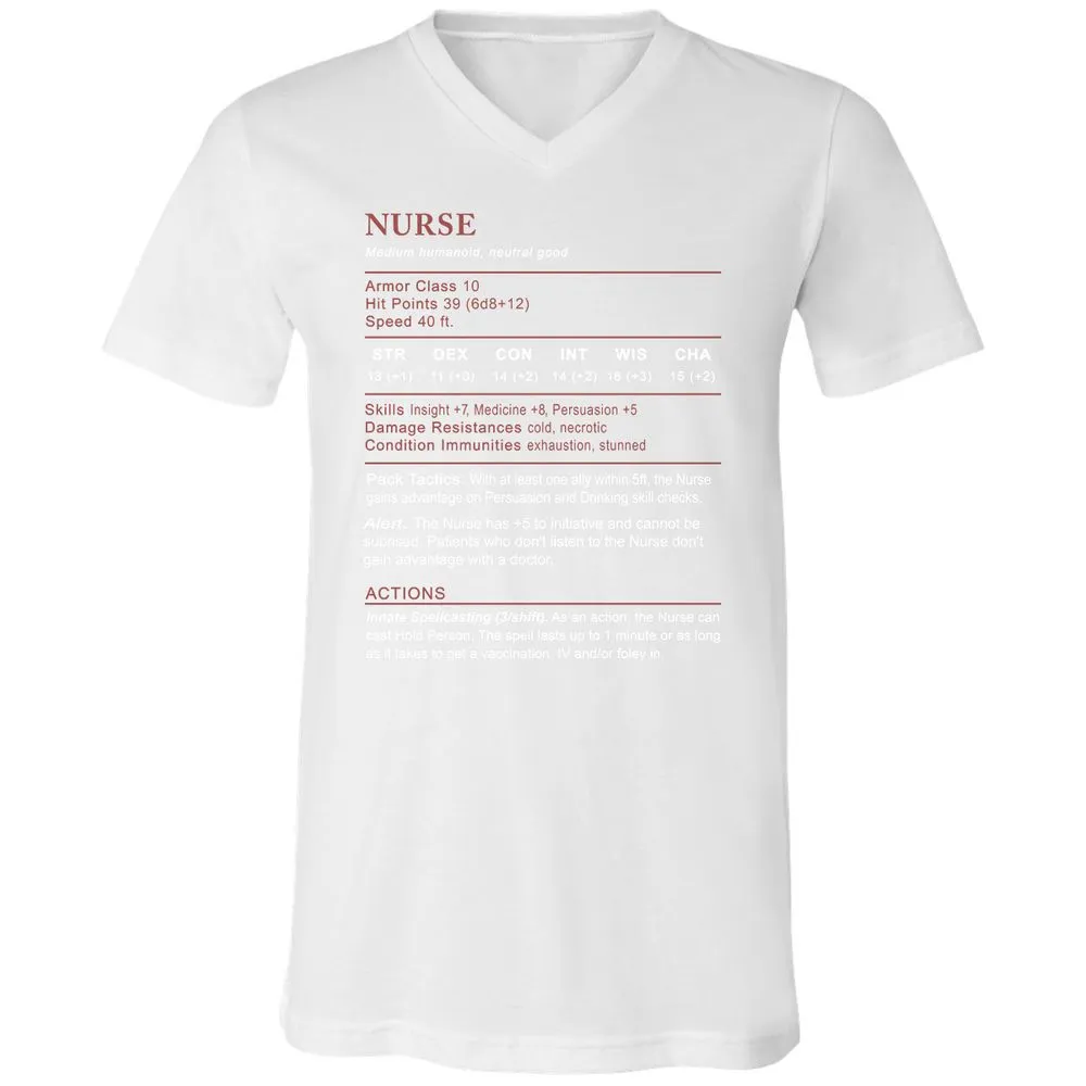 Nurse Stats 2 Unisex V-Neck T-Shirt - White - 5