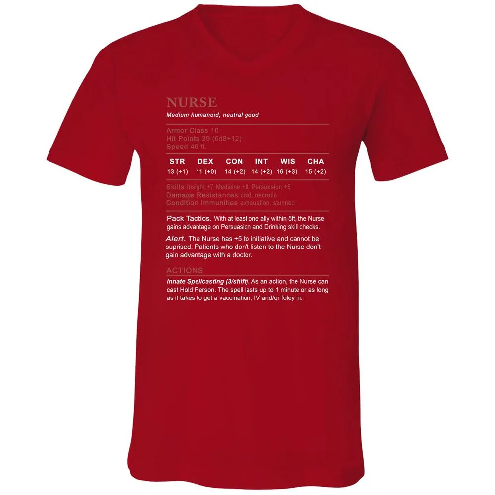 Nurse Stats 2 Unisex V-Neck T-Shirt - Red - 3