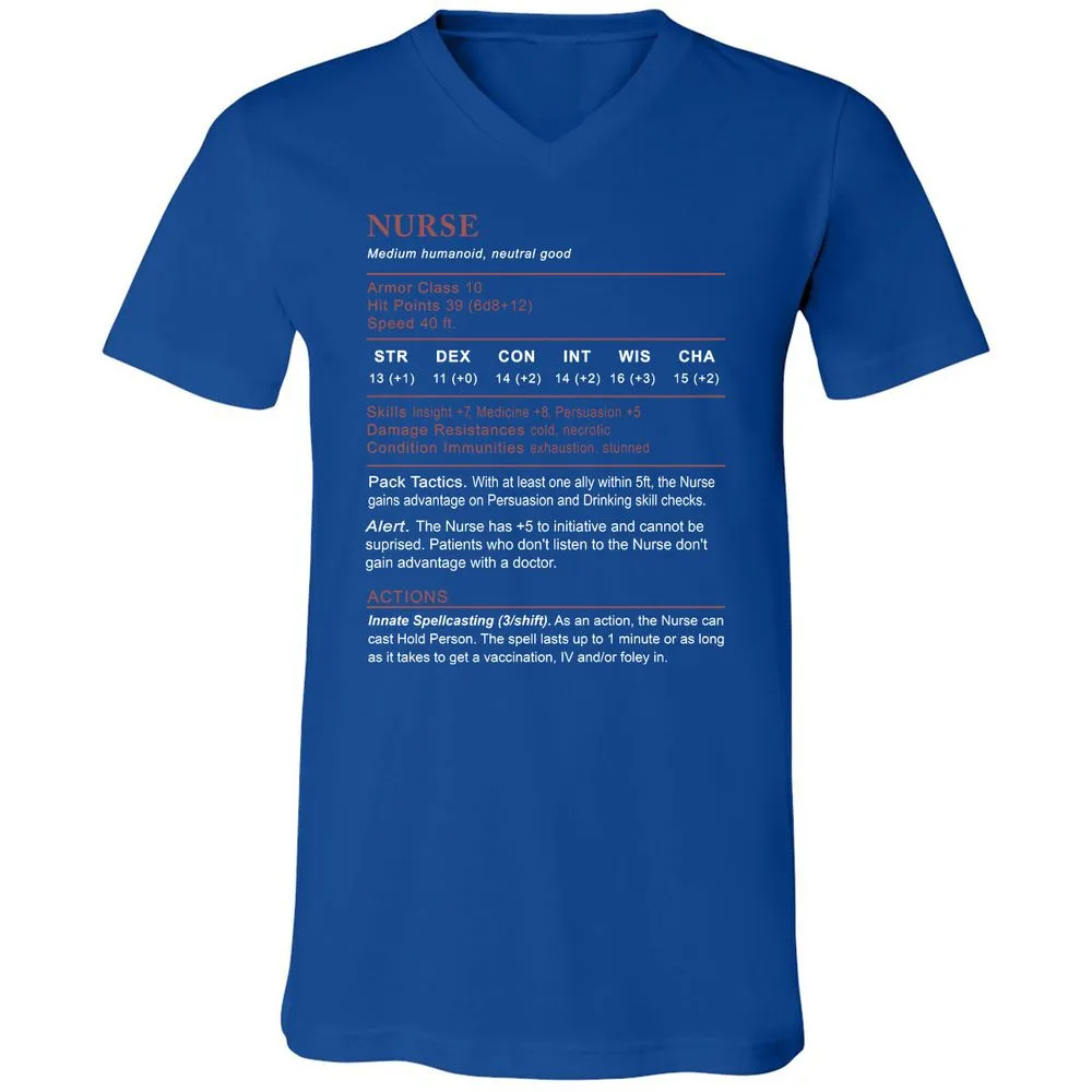 Nurse Stats 2 Unisex V-Neck T-Shirt - True Royal - 4