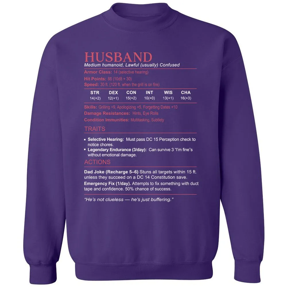 Husband Stats Classic Unisex Sweatshirt - Purple - 6