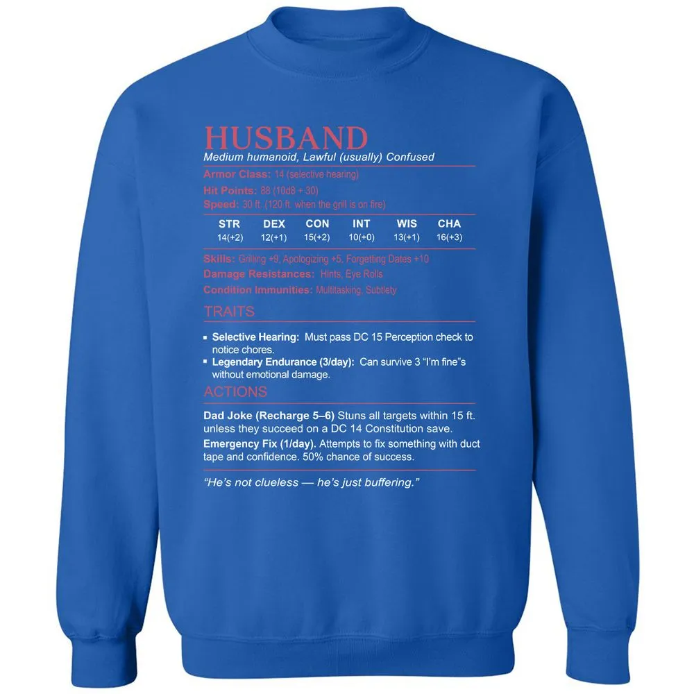 Husband Stats Classic Unisex Sweatshirt - Royal - 9