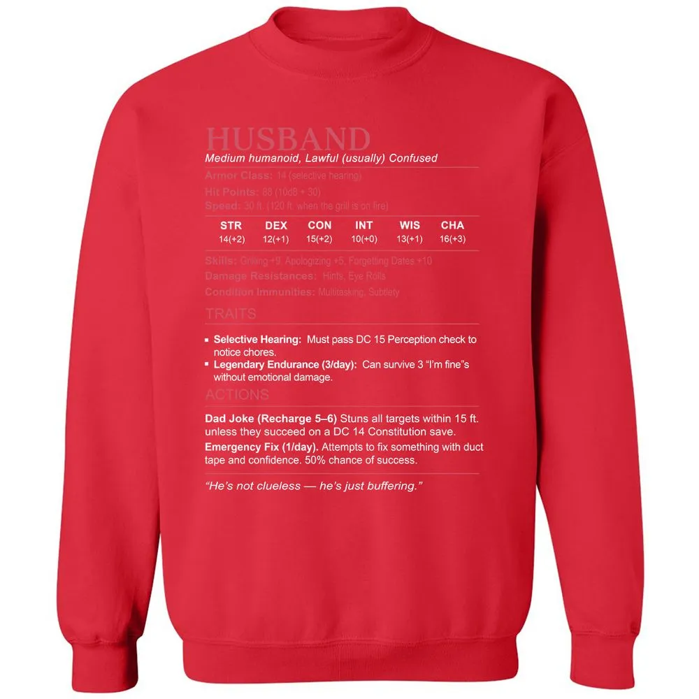 Husband Stats Classic Unisex Sweatshirt - Red - 5