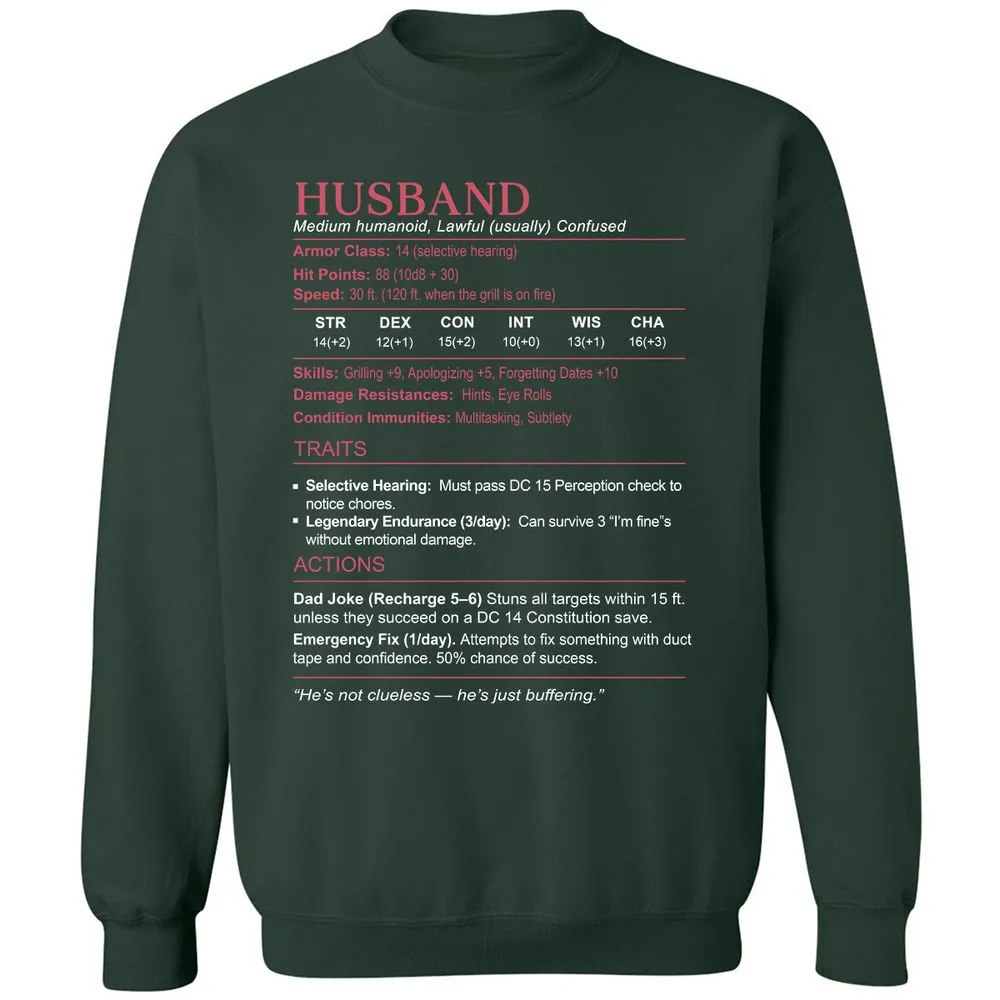 Husband Stats Classic Unisex Sweatshirt - Forest Green - 4