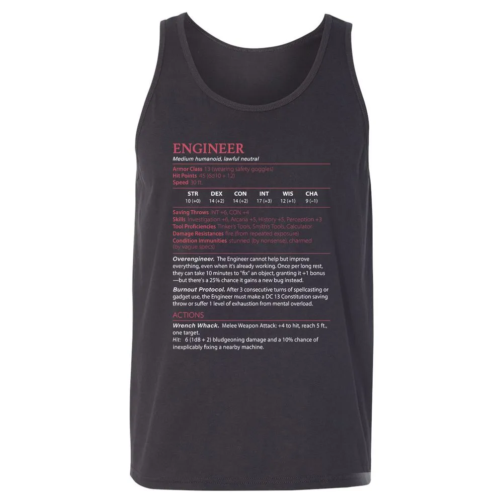 Engineer Stats Unisex Jersey Tank - Dark Grey - 7