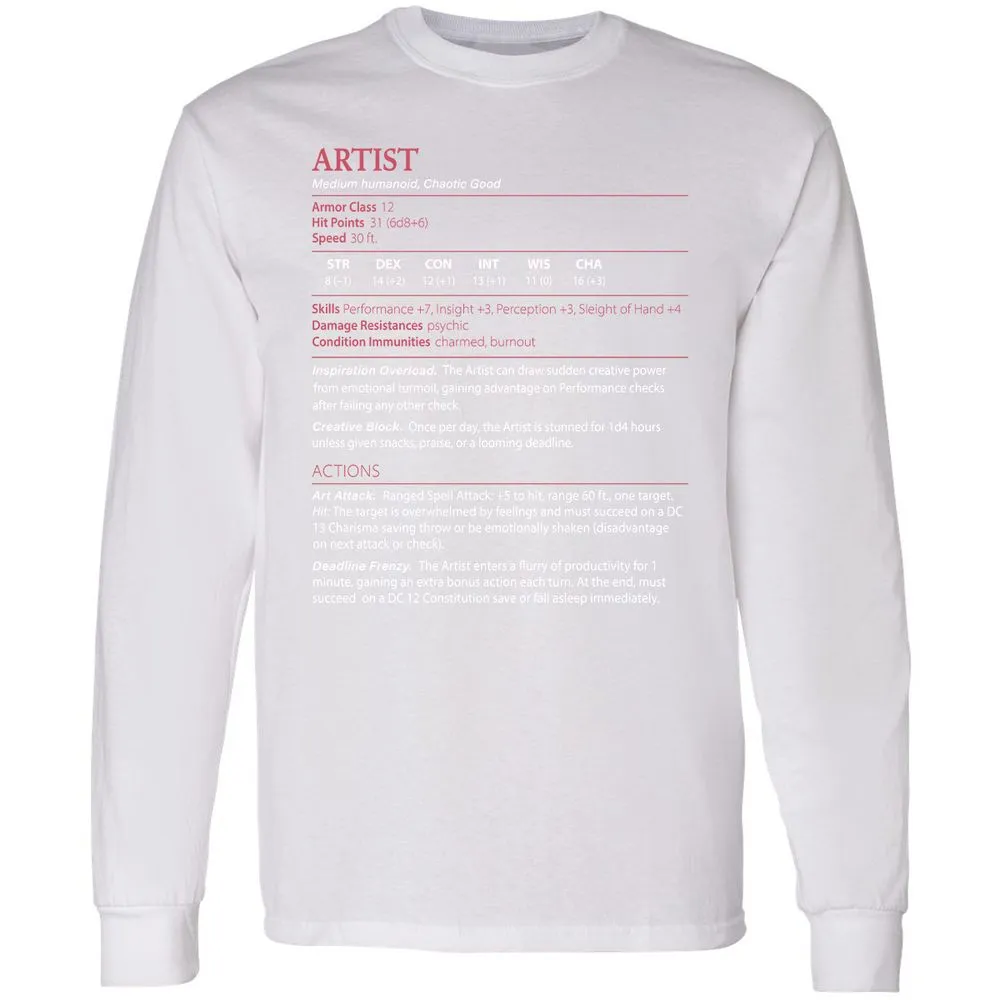 Artist Stats Long Sleeve T-Shirt - White - 5
