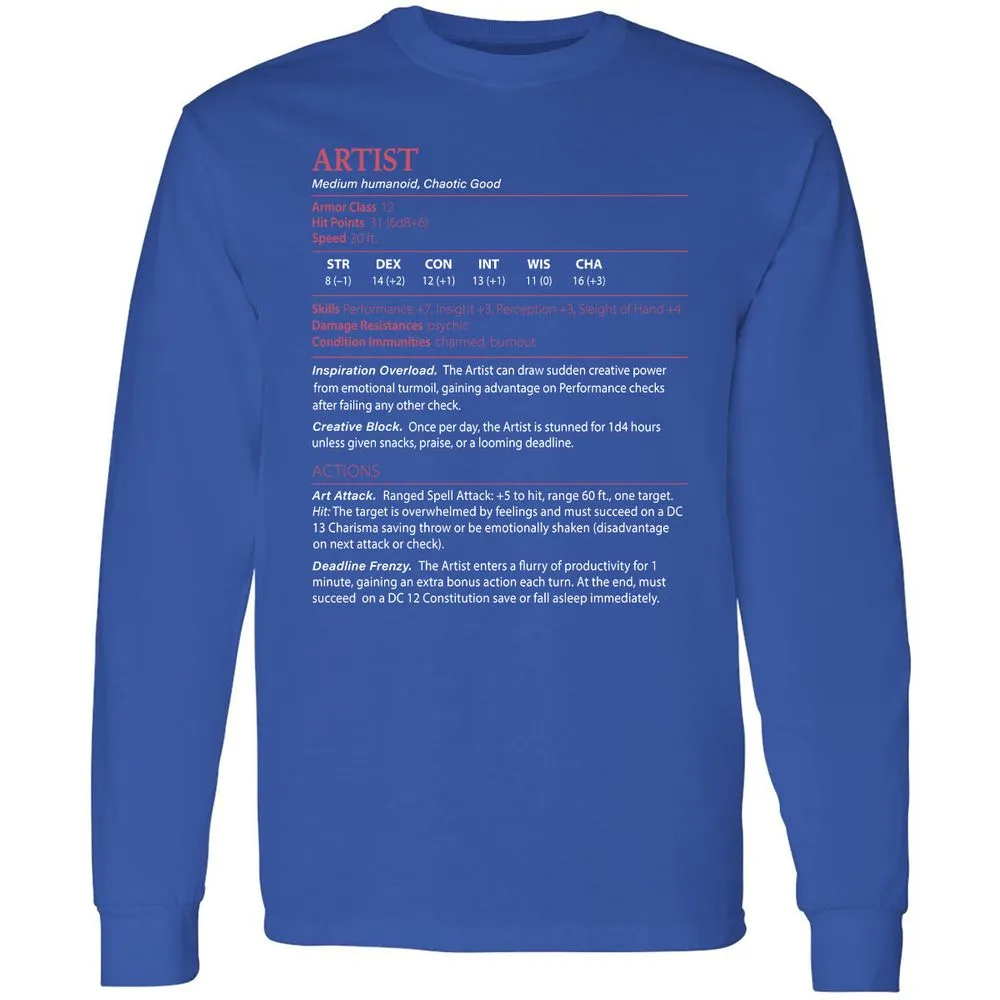 Artist Stats Long Sleeve T-Shirt - Royal - 8