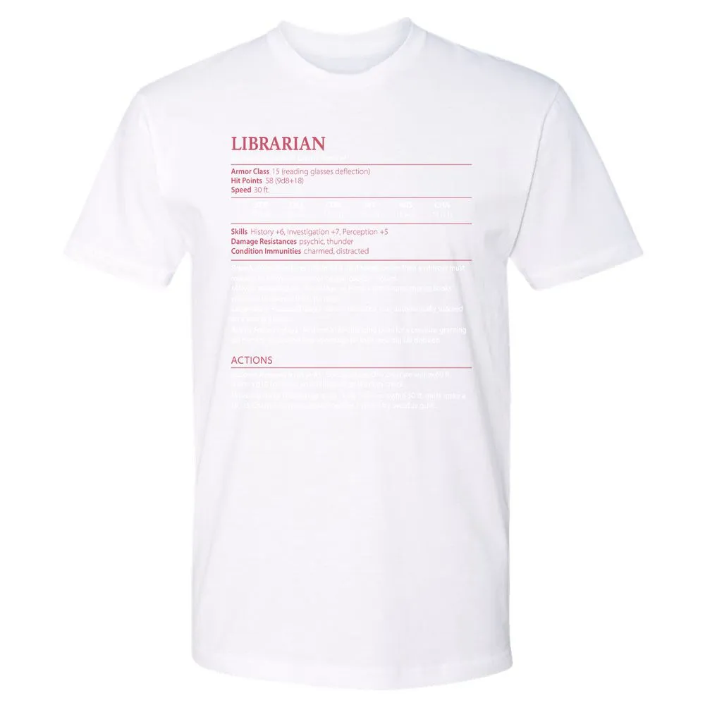 Librarian Stats Premium Unisex T-Shirt - White - 4