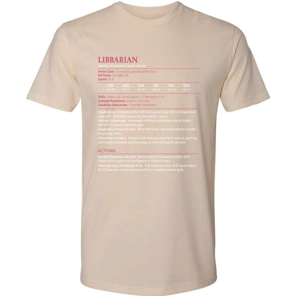 Librarian Stats Premium Unisex T-Shirt - Cream - 14