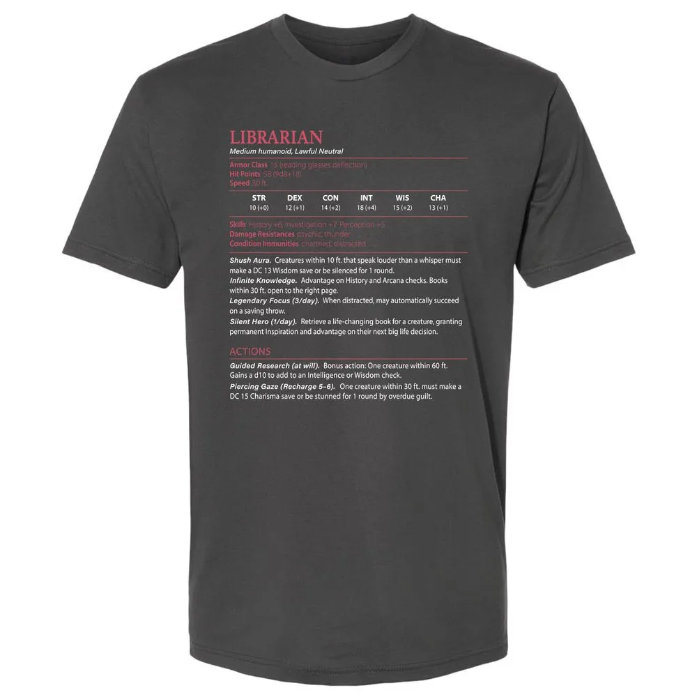 Librarian Stats Premium Unisex T-Shirt - Heavy Metal - 8