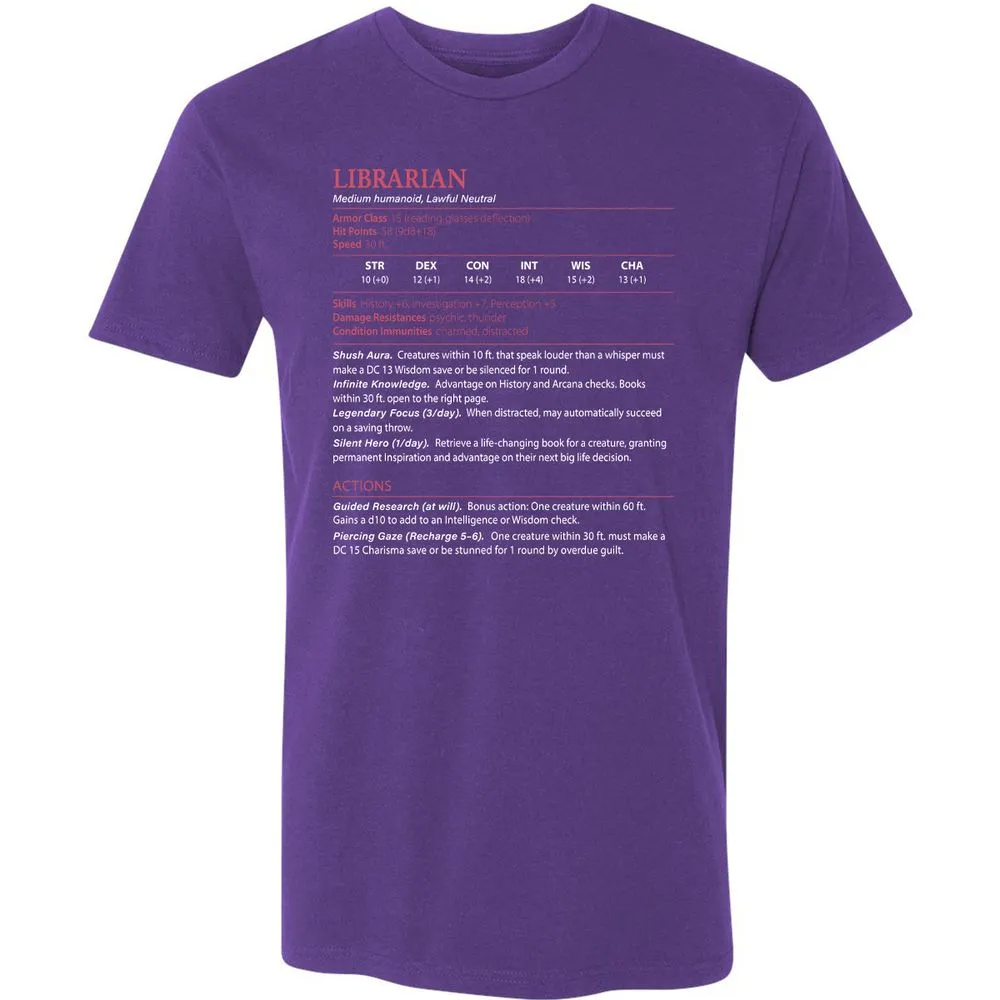 Librarian Stats Premium Unisex T-Shirt - Purple Rush - 7