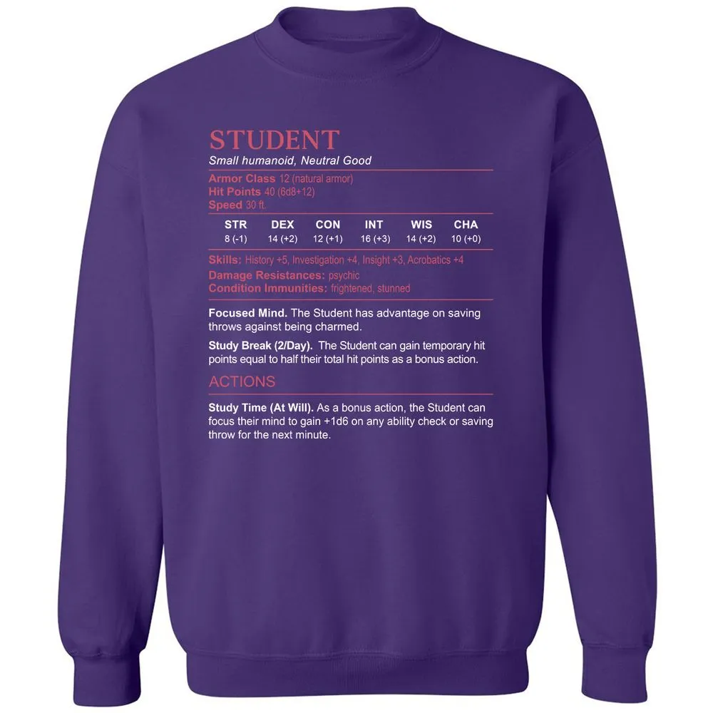 Student Stats Classic Unisex Sweatshirt - Purple - 6