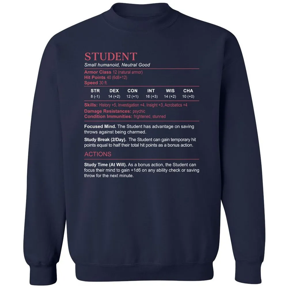 Student Stats Classic Unisex Sweatshirt - Navy - 2