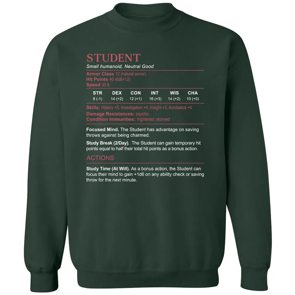 Student Stats Classic Unisex Sweatshirt - Forest Green - 4