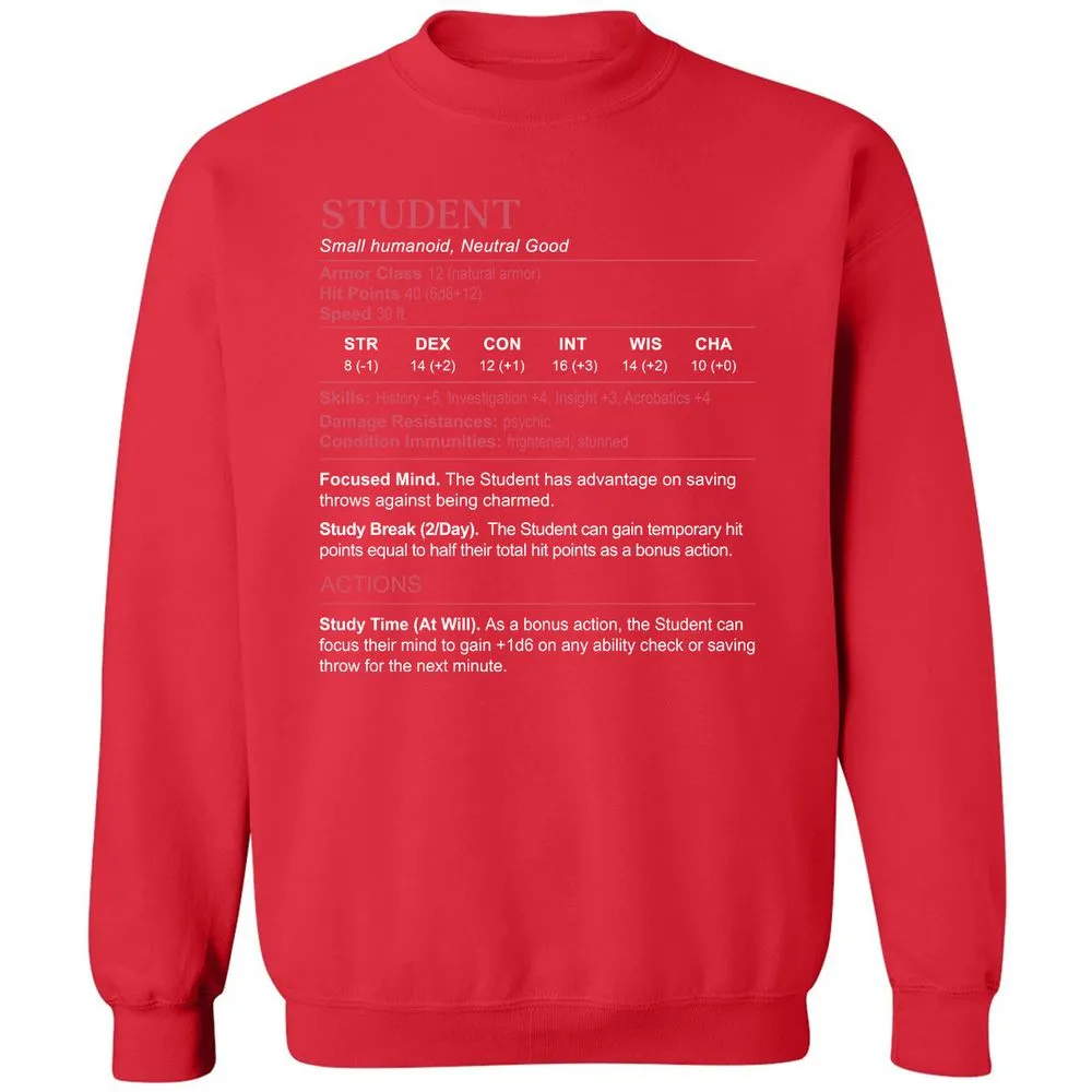 Student Stats Classic Unisex Sweatshirt - Red - 5