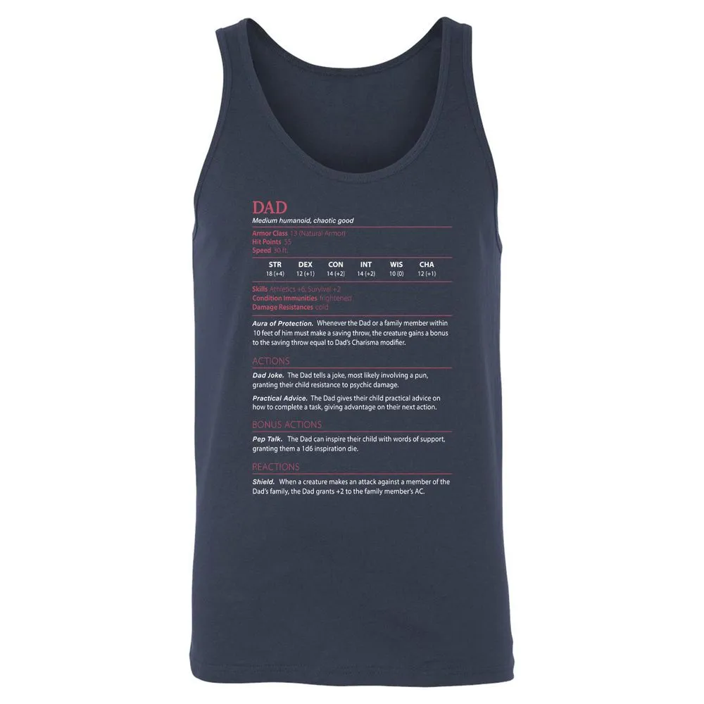 Dad Stats Unisex Jersey Tank - Navy - 2