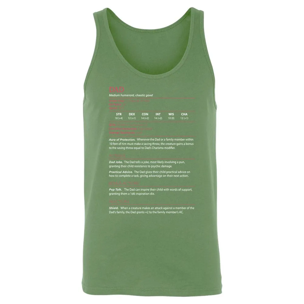 Dad Stats Unisex Jersey Tank - Leaf - 10