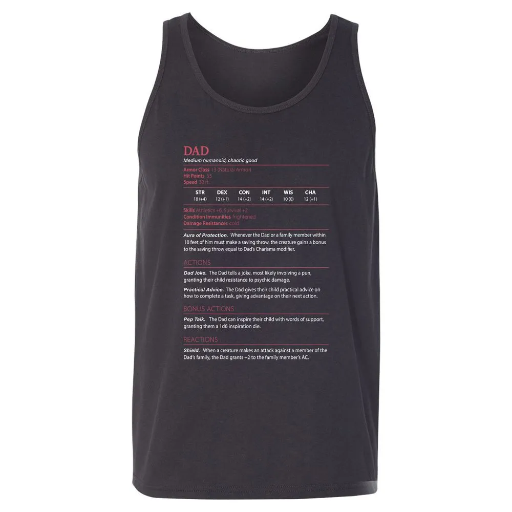 Dad Stats Unisex Jersey Tank - Dark Grey - 7