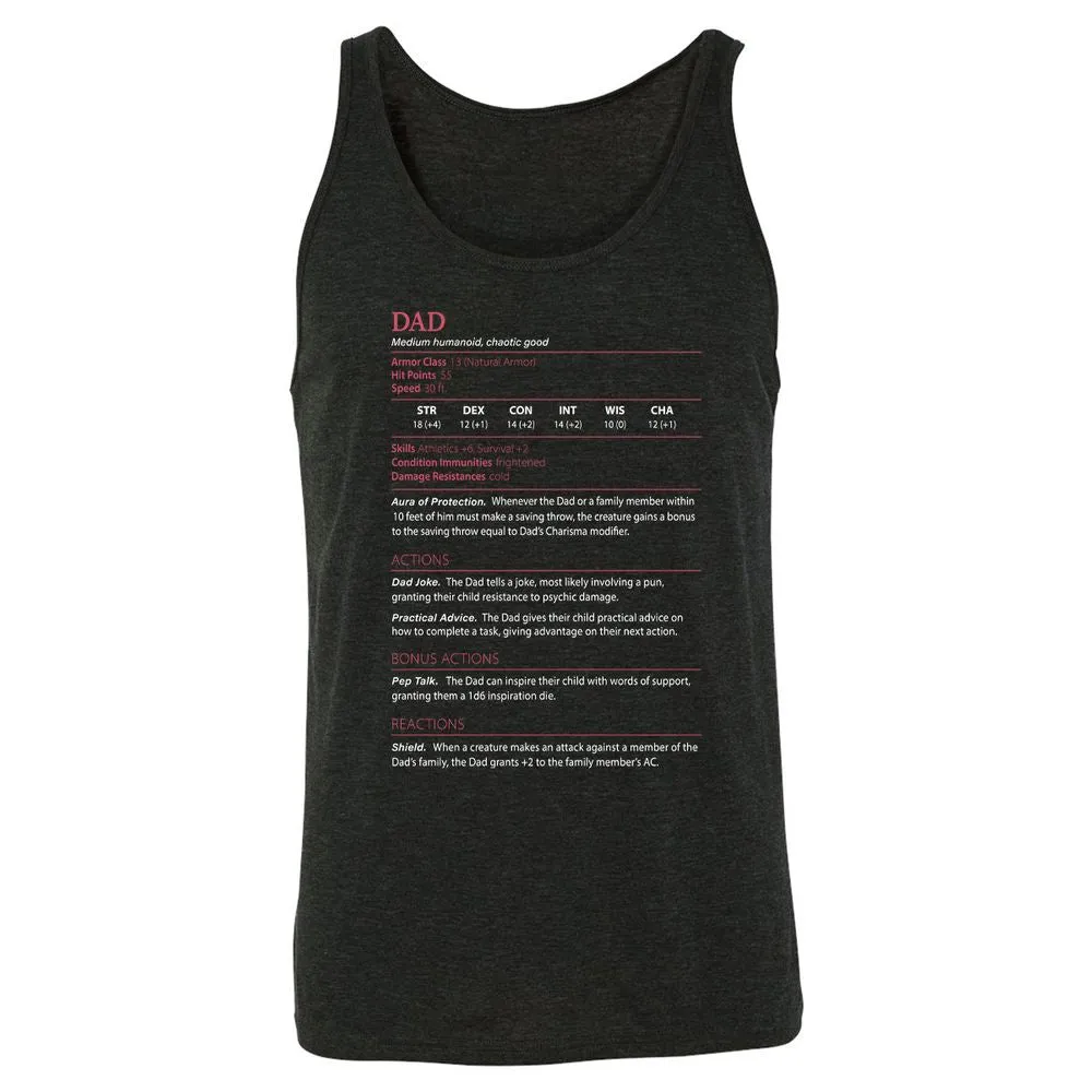 Dad Stats Unisex Jersey Tank - Charcoal Black Triblend - 5