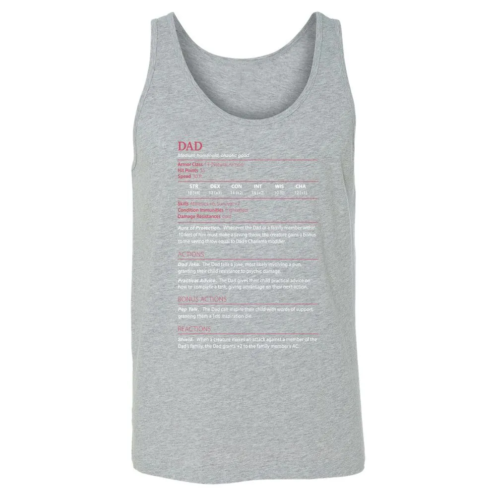 Dad Stats Unisex Jersey Tank - Athletic Heather - 4