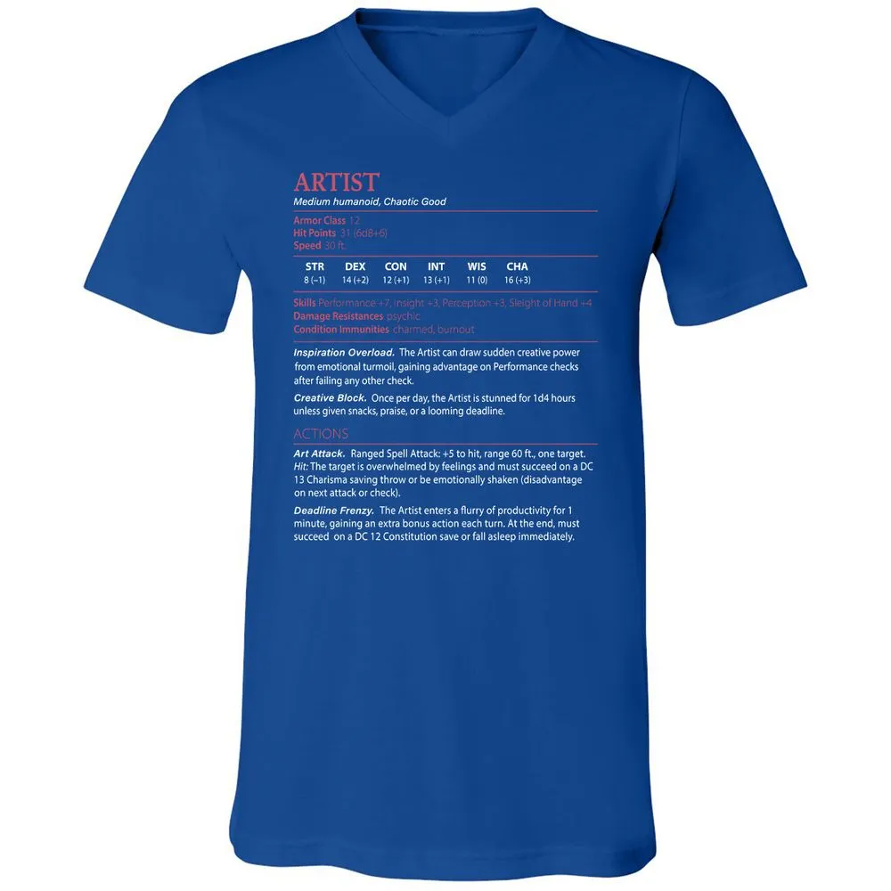 Artist Stats Unisex V-Neck T-Shirt - True Royal - 4