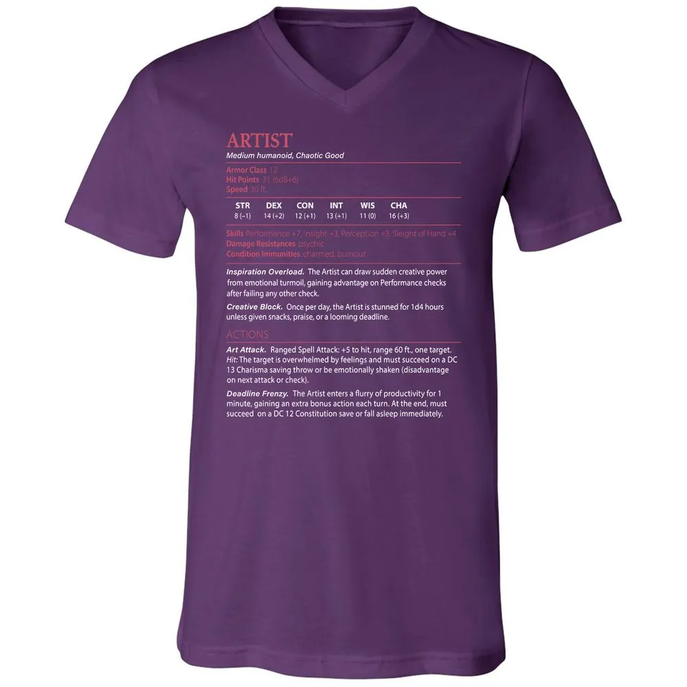 Artist Stats Unisex V-Neck T-Shirt - Team Purple - 9