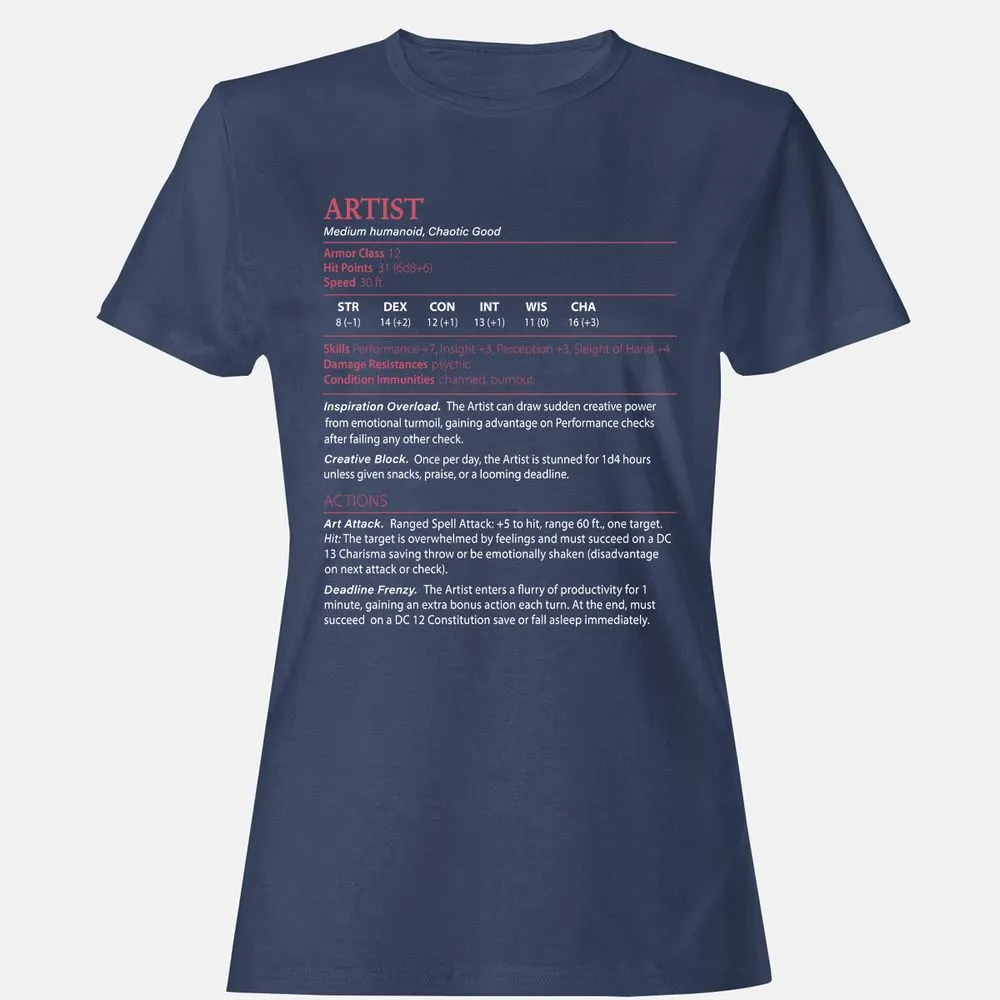 Artist Stats Women's T-Shirt - Navy - 10