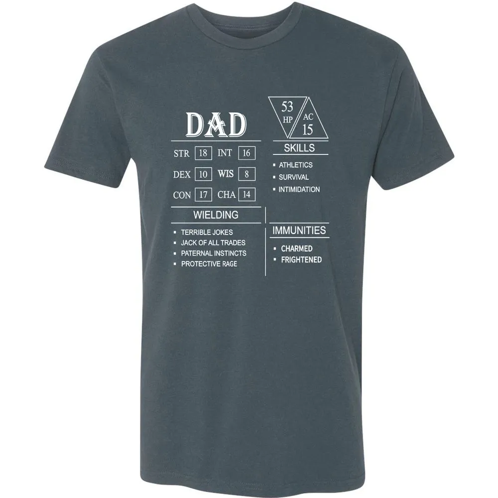 Dad Stat Block Premium Unisex T-Shirt - Indigo - 15