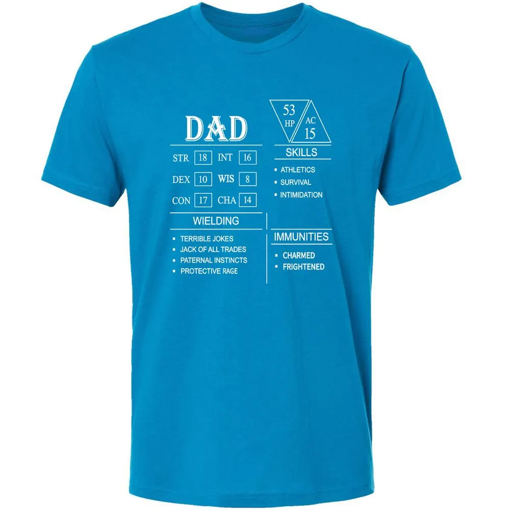 Dad Stat Block Premium Unisex T-Shirt - Turquoise - 16