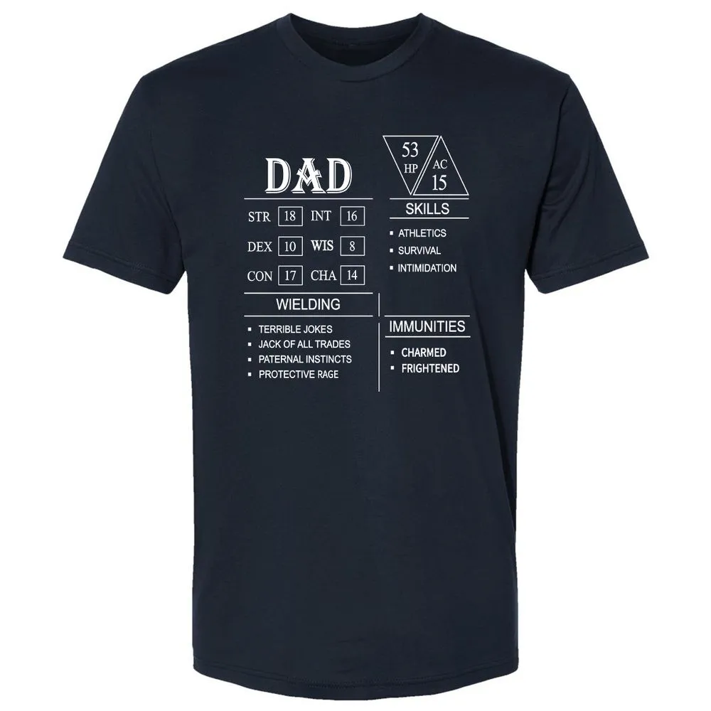 Dad Stat Block Premium Unisex T-Shirt - Midnight Navy - 2