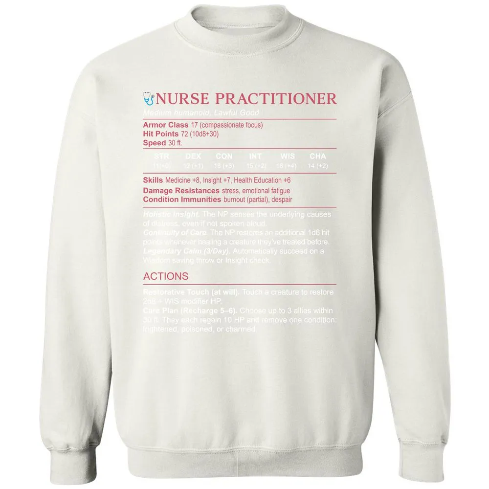 Nurse Practitioner Stats Classic Unisex Sweatshirt - White - 12