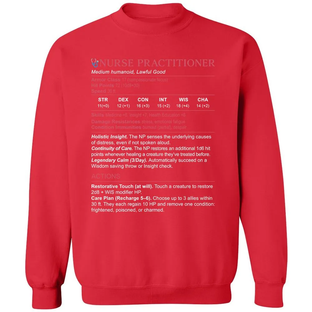 Nurse Practitioner Stats Classic Unisex Sweatshirt - Red - 5