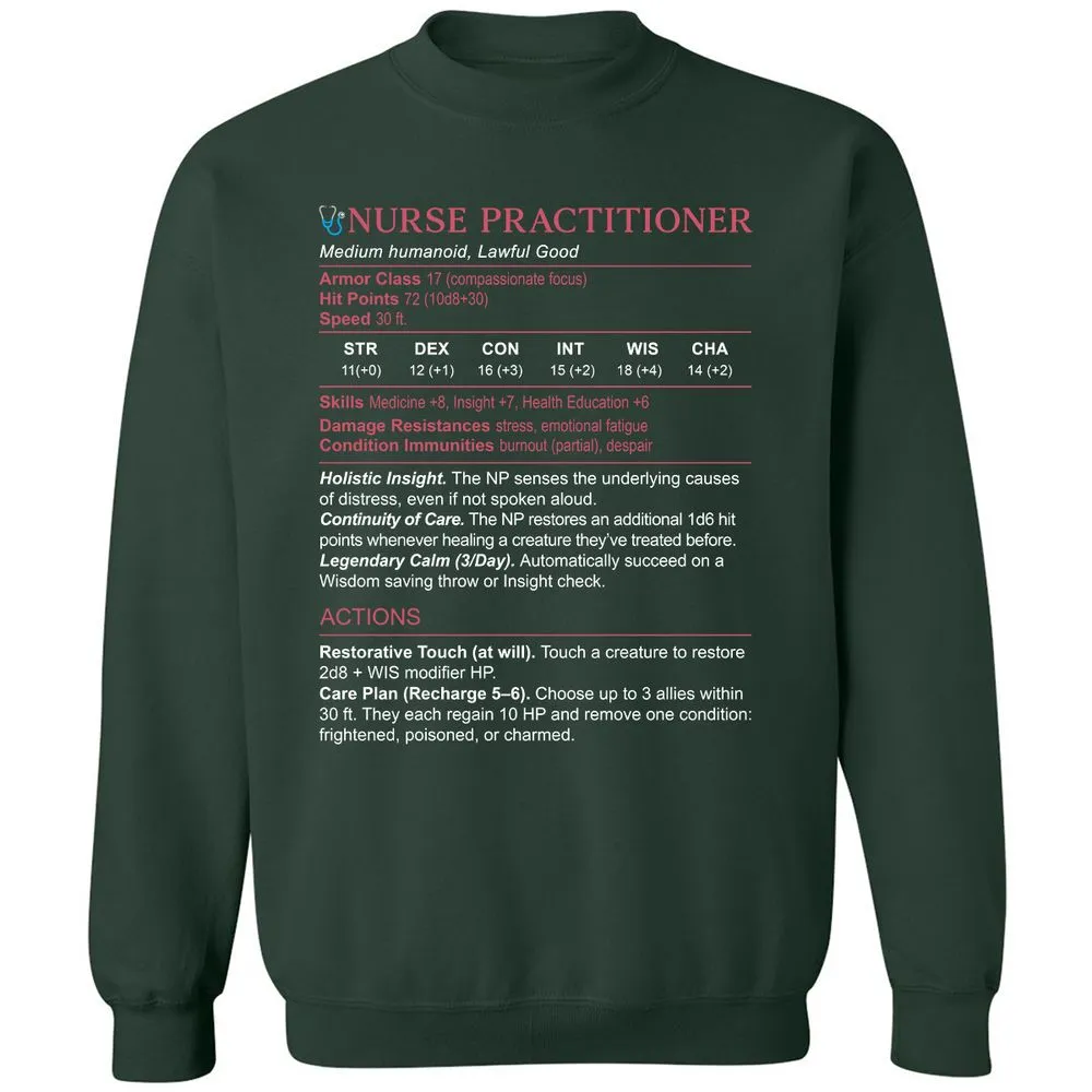 Nurse Practitioner Stats Classic Unisex Sweatshirt - Forest Green - 4